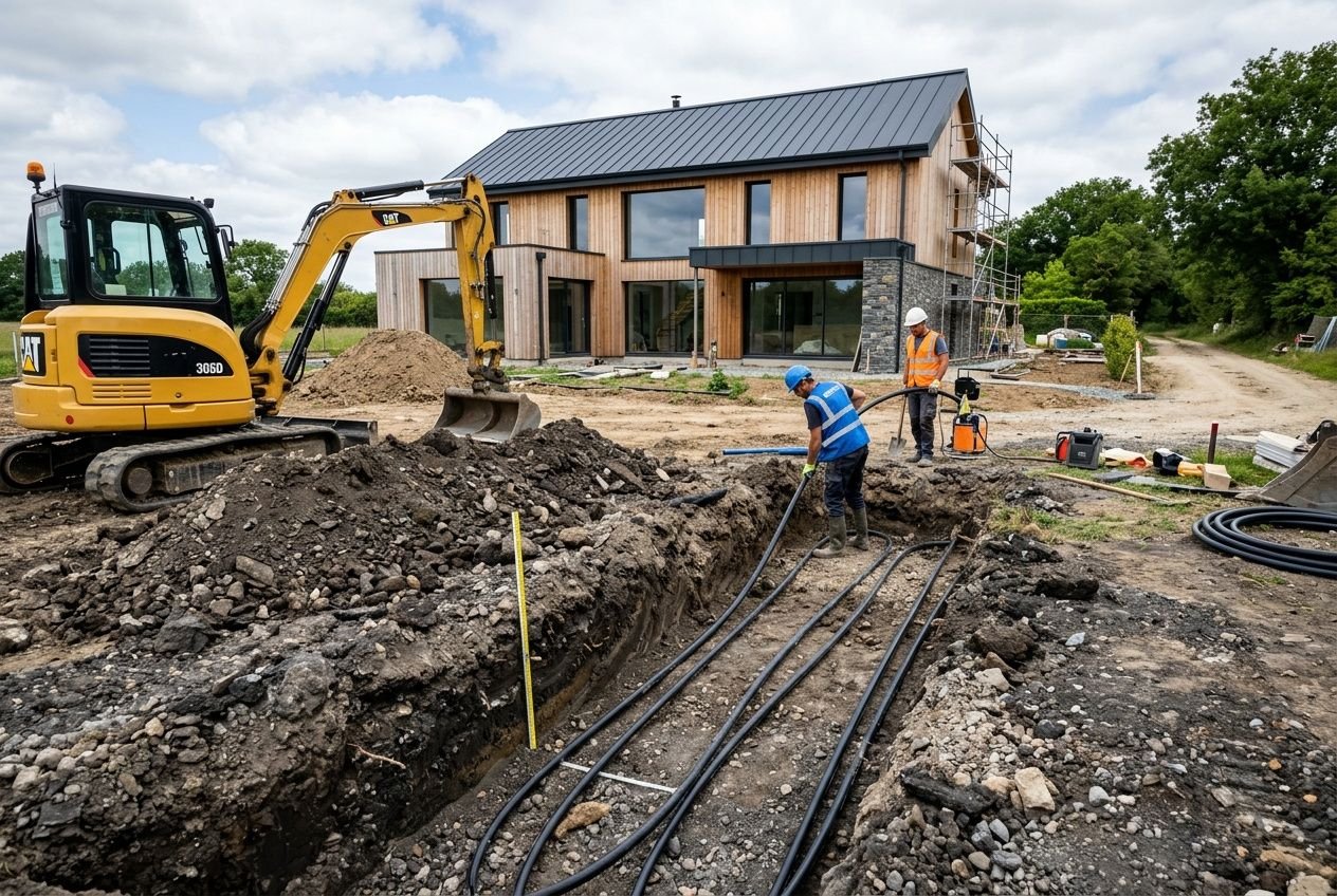 Installation capteurs géothermiques horizontaux