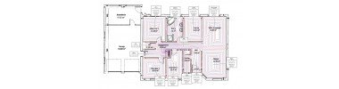 Plan intérieur d’un appartement montrant l’emplacement des pièces; illustration technique liée à la différence plancher chauffant électrique ou hydraulique.