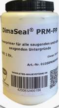 Pot de produit DimaSeal PRM-P, utilisé pour joints et étanchéité, contenant une étiquette imprécise et un bouchon noir.